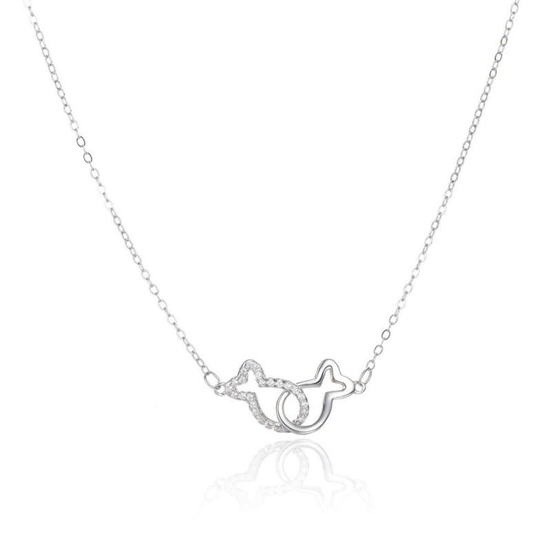 Fish Pendant Necklace Women Luxury Minimalist Clavicle Chain Interlocking Design