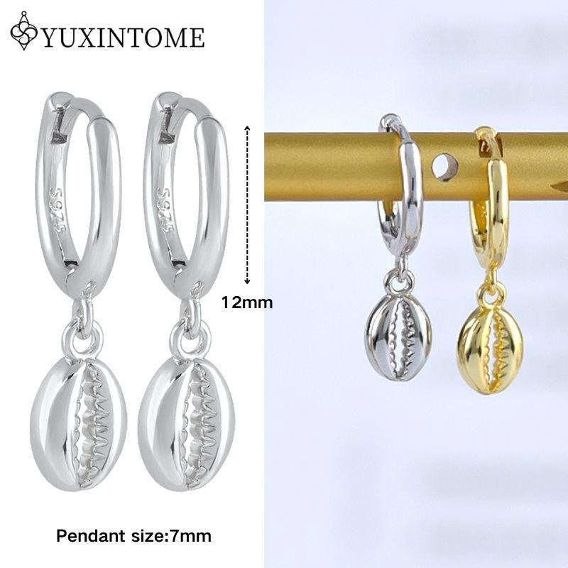 YUXINTOME 925 Silver Ear Needle Zircon Hoop gold Earrings For Women Square Plate Pendant Cutout Heart Earrings Fashion Jewelry