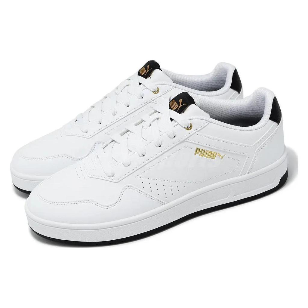 Puma Court Classic White Black Gold Unisex Sneakers 395018-07