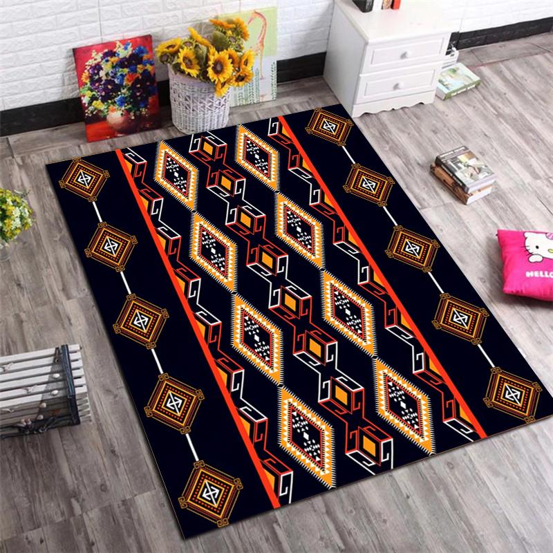 Vintage Tribal Geometric Print Area Rug, Non-Slip Soft Floor Mat for Living Room Bedroom Ethnic Home Decor Carpet
