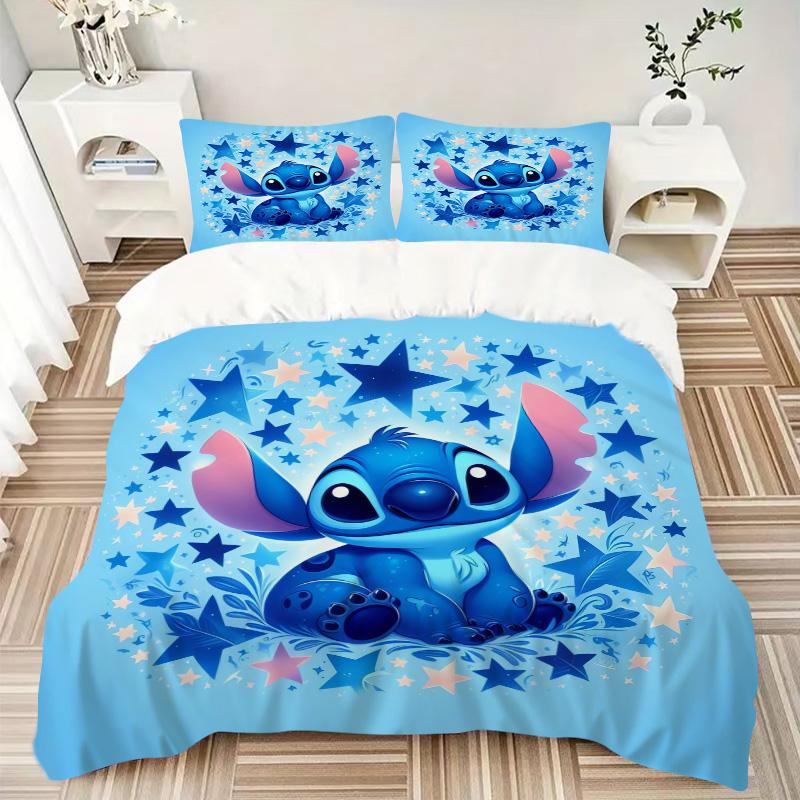 Stitch'S Starry Adventure Print 3Pcs Bedding Setduvet Cover With 2 Bedropillowcase Home Birthday Gift
