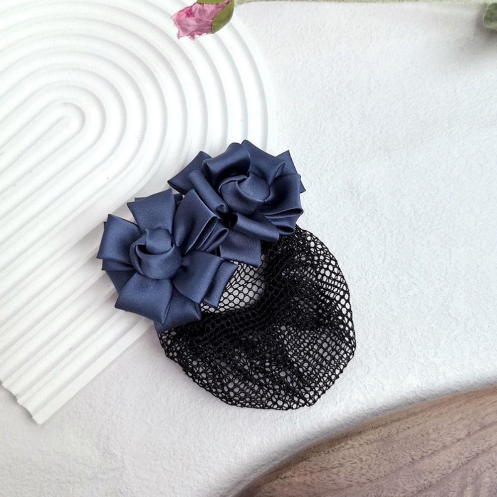 Crystal Flower Hair Bun Sweet Hairgrips Cover Net Elegant Korean Bun Snood Office Lady