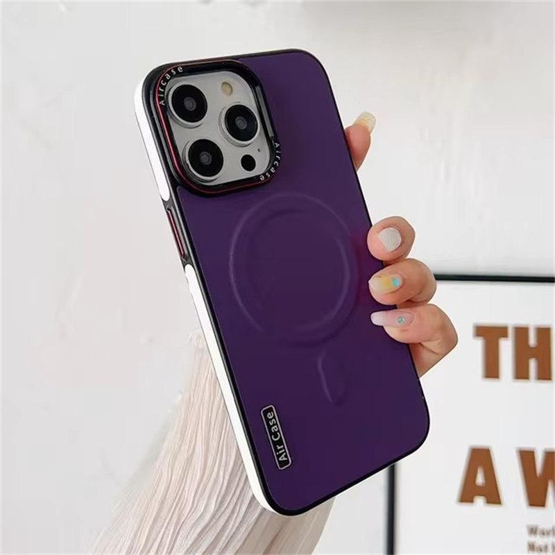 Бизнес двухцветный кожаный чехол Magsafe для iPhone 12 13 16 15 Pro Max магнитный матовый мягкий противоударный чехол для iPhone 15Pro