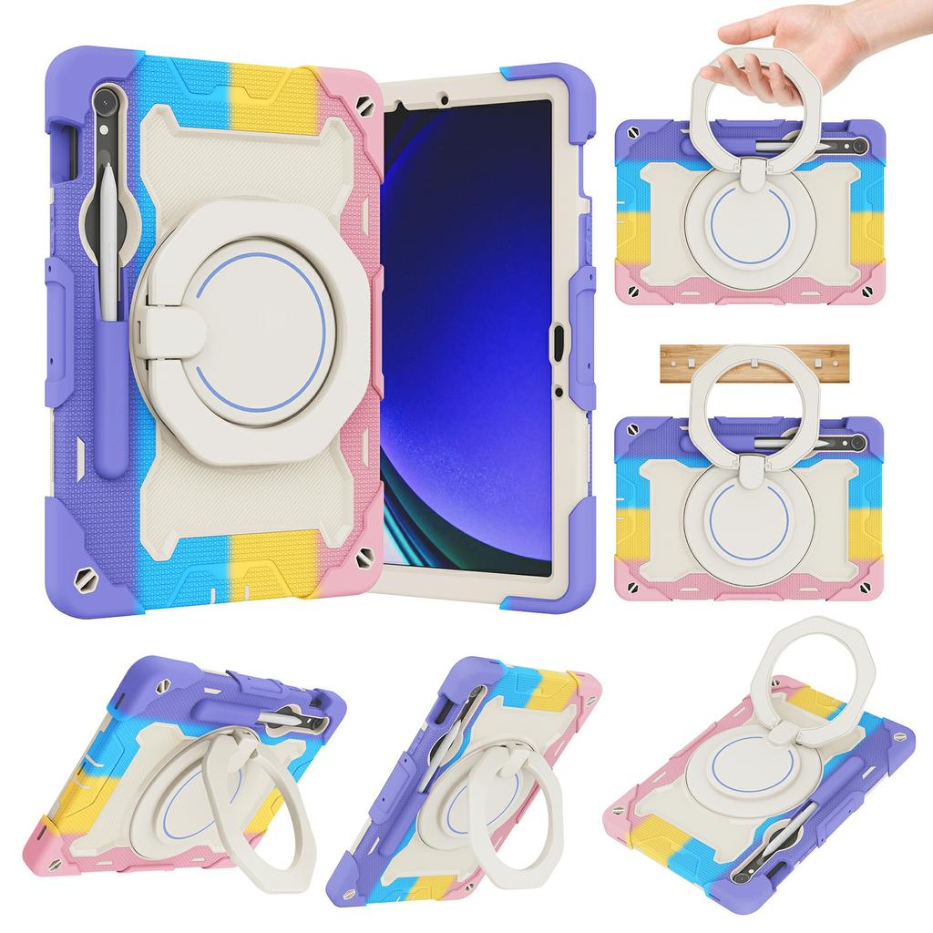 Kickstand Case for Samsung Galaxy Tab S10 Lite/S9 FE/S9 PC + Silicone Shockproof Rugged Tablet Cover