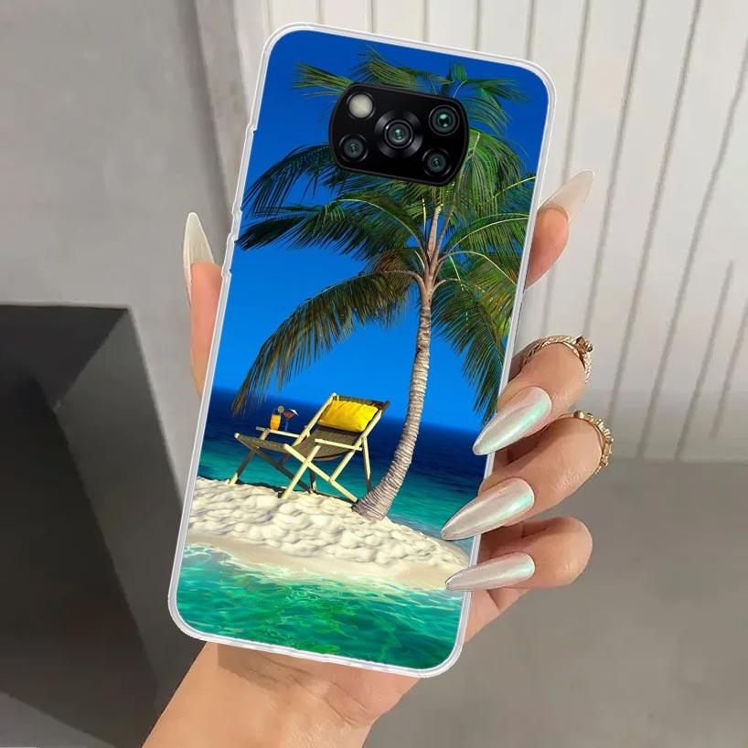 Летний закат на пляже, море, пальма, чехол для телефона для Xiaomi Poco X5 X6 X7 Pro F7 Ultra M7 Redmi 15 15C 13 13C 12 12C 10 10A 10C 9 9A