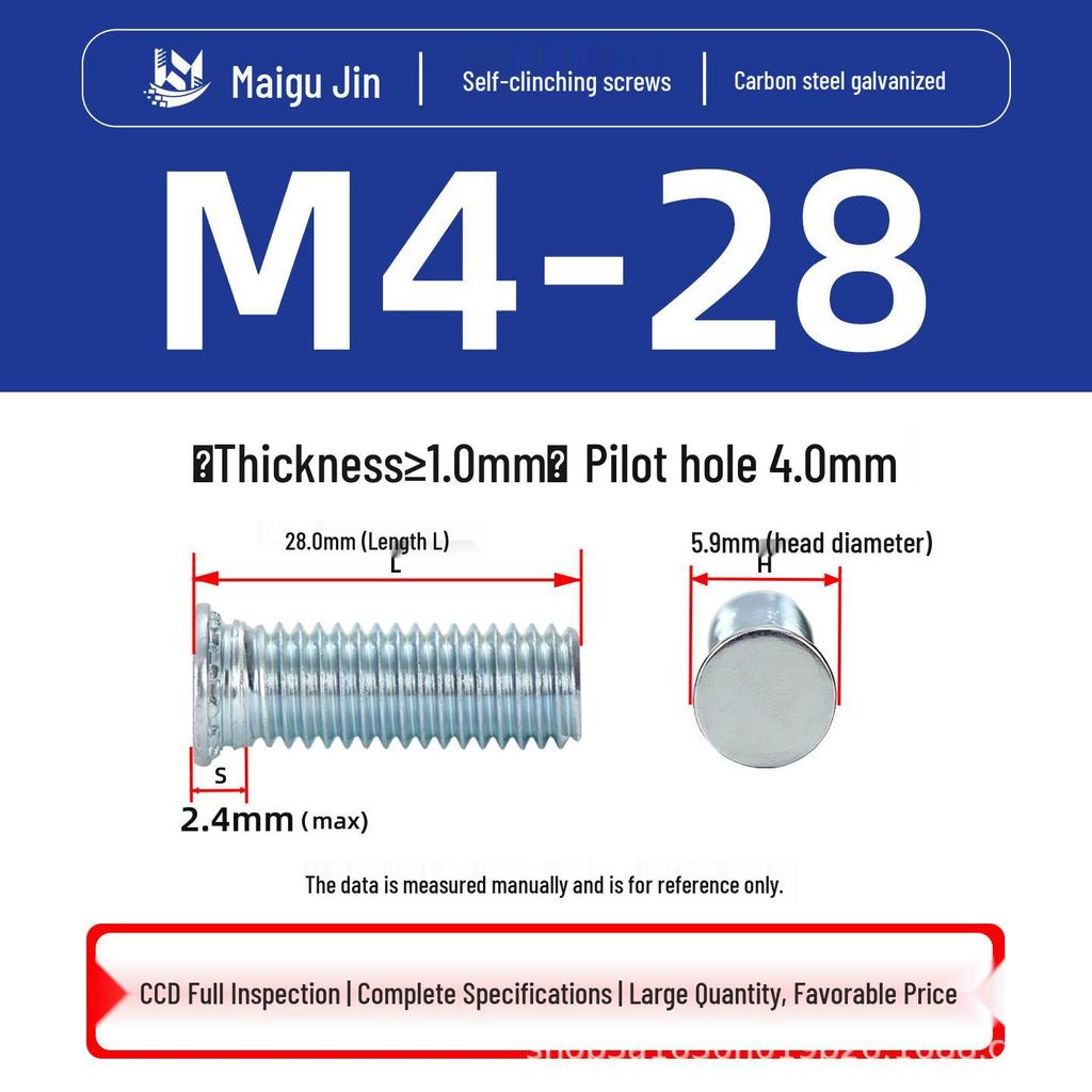 Flat Head Carbon Steel Galvanized Rivet Nuts FH-M2 to M10 - Free Shipping