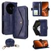 For Oukitel C59 Pro Leather Case Magnetic Closure Wallet Stand Phone Cover with Crossbody Strap