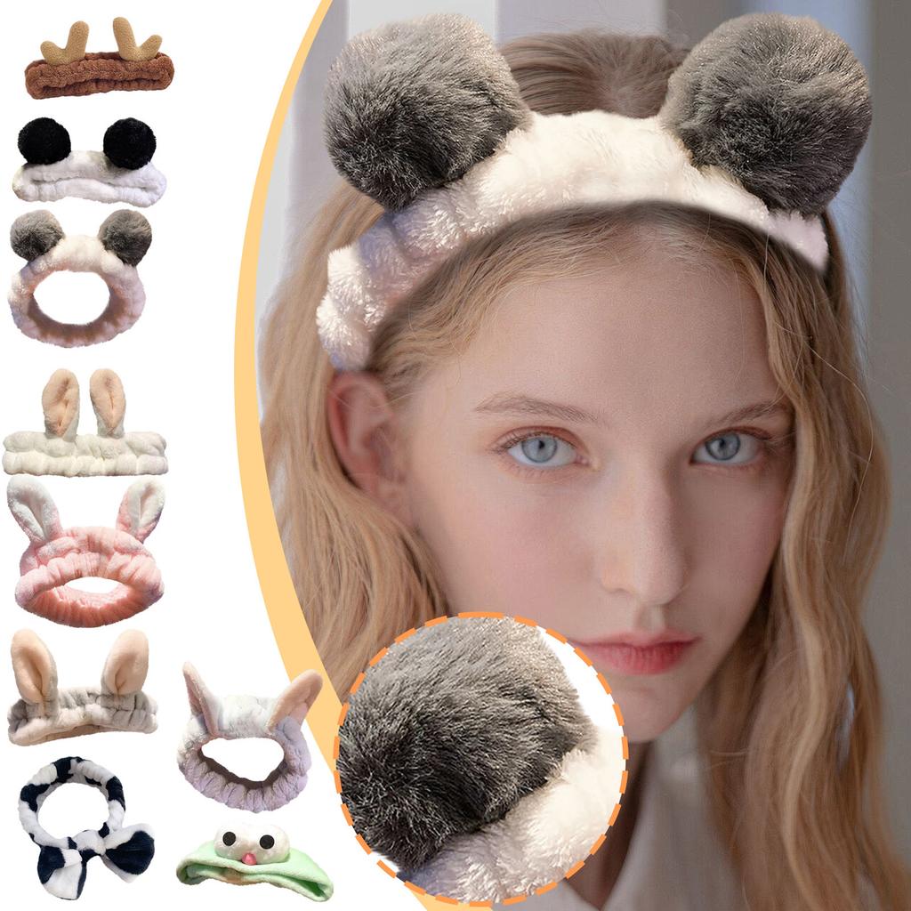 Женская повязка на голову для мытья лица, повязка на голову, симпатичные ушки, галстук-бабочка, повязка для волос с эффектом мытья и макияжа