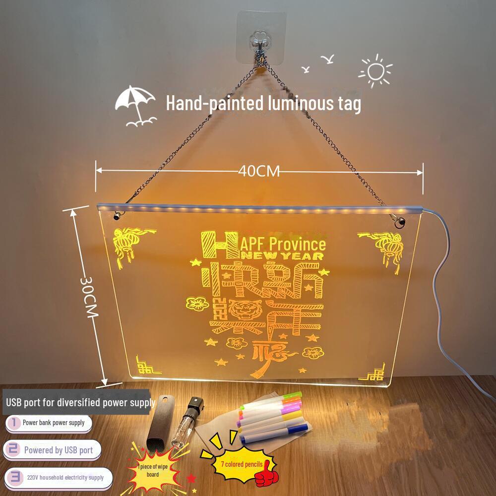 Светящаяся акриловая доска для сообщений своими руками - стираемая светодиодная световая вывеска с флуоресцентными надписями