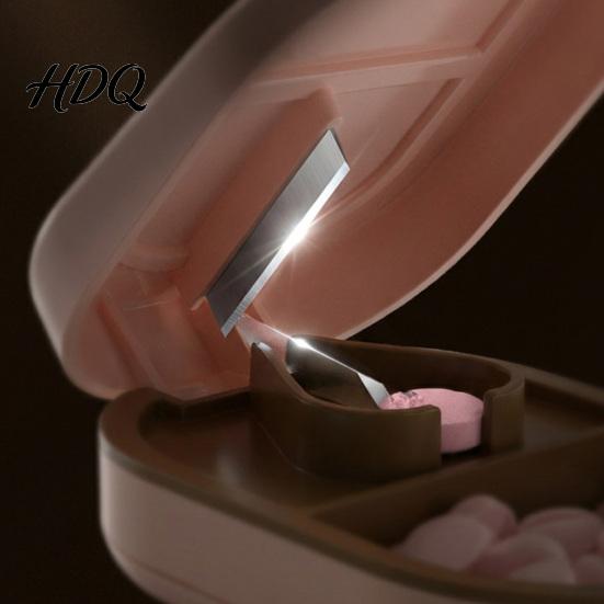 Таблетница с разделителем, резаком, разделителем, влагозащитная, отдельная, 2 в 1, Органайзер для ежедневных таблеток, Лезвие, Пищевой ПП, Портативный органайзер для