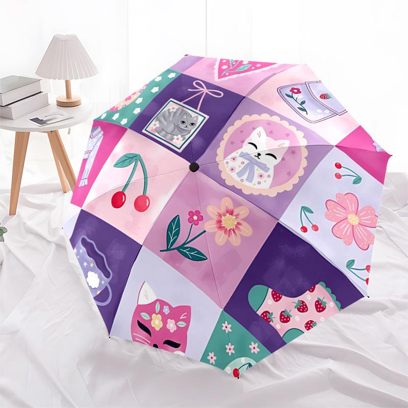1pc Kawaii Decor Automatic Folding Umbrella, 8 Ribs Iron Frame, Suitable for Outdoor Travel and Daily Use yy251120186