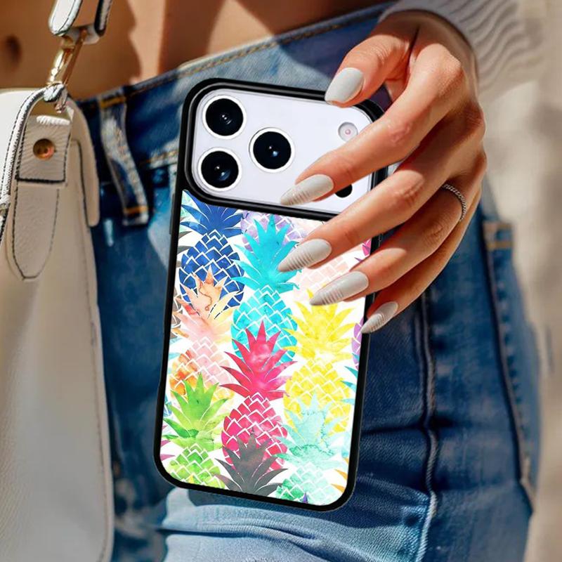 Акварельные пальмовые листья АНАНАС Чехол для телефона Для iPhone 17 Air 14 15 13 12 Max Чехол Для Apple 16e 11 Pro Max Plus Coque