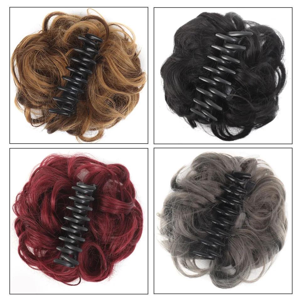 Synthetic Hair Bun Claw Clip In Chignon Hair Piece Curly Messy Bun Ponytail Hair Extensions Scrunchie Hairpieces for Women