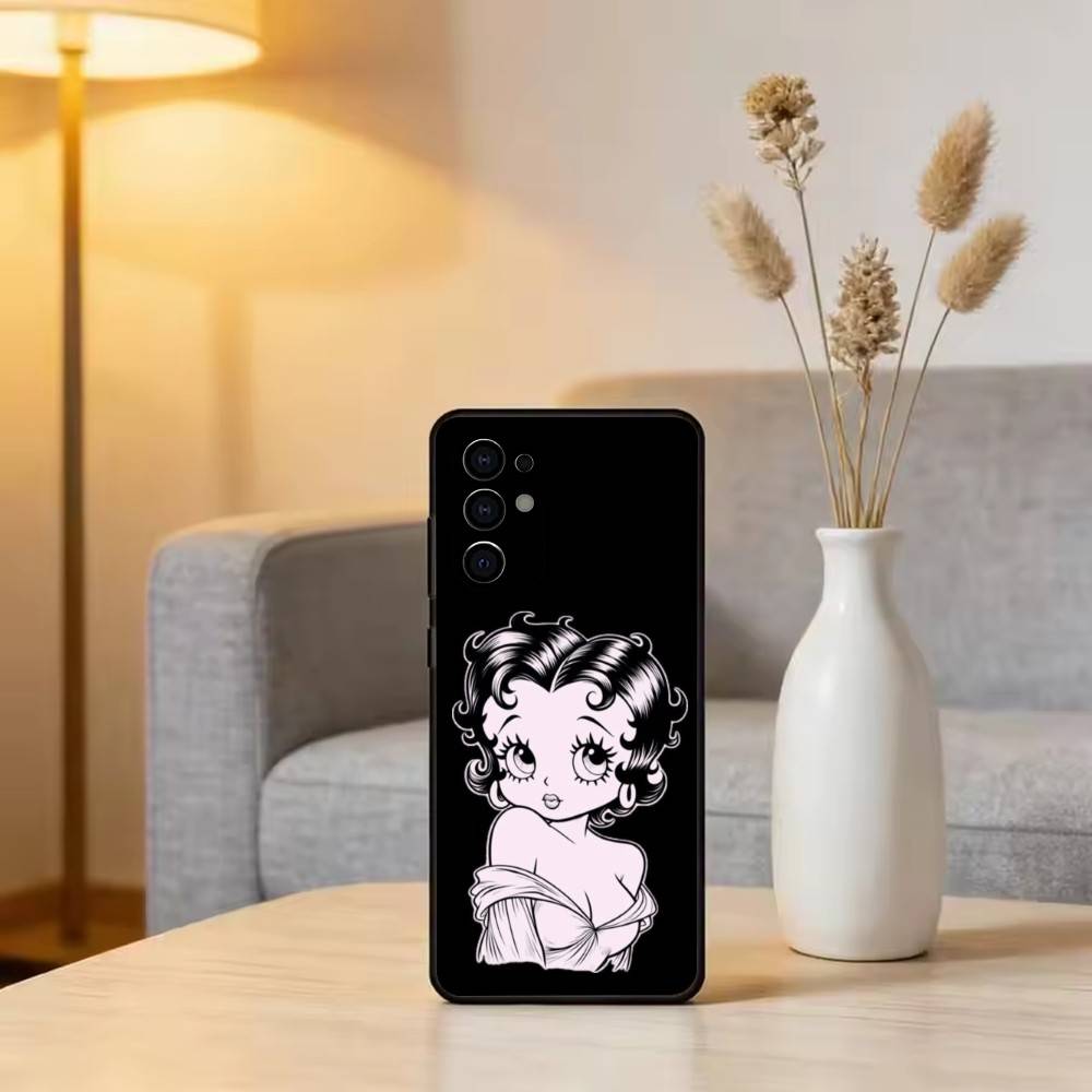 Be-Tty Boo-P Phone Case Black Silicone Soft For Samsung S25,S24,S21,S22,S23,S30,Ultra,S20,Plus,Fe,Lite