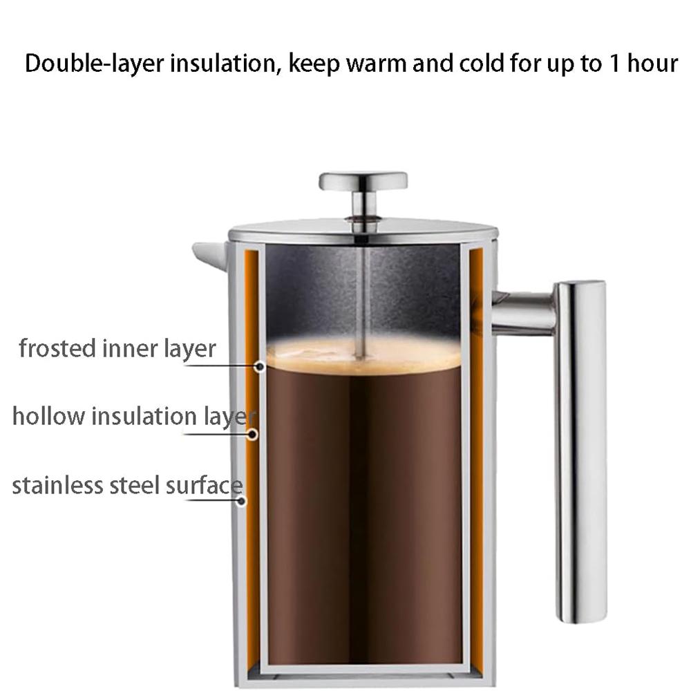 800ml French Press Coffee Maker Stainless Steel Double Walled Insulated Coffee Pot (BPA Free,No FDA)