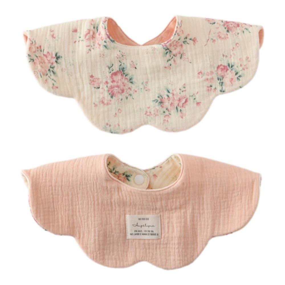 Pure Cotton Gauze Baby Feeding Bib Breathable Petal Bib Cute Drool Bib  For Kids