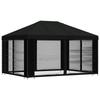 Gazebo with Side Walls 4 x 3 m Black Polyester and Steel