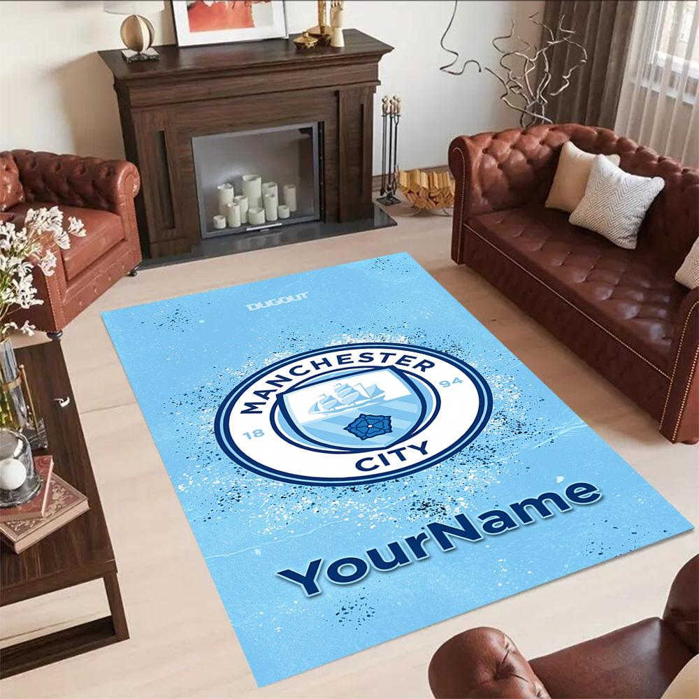Manchester City Customize Text Area Rug Design for Game Room Dormitory Dining Room Kitchen Antislip Carpet Office home decor Gift for Festivals