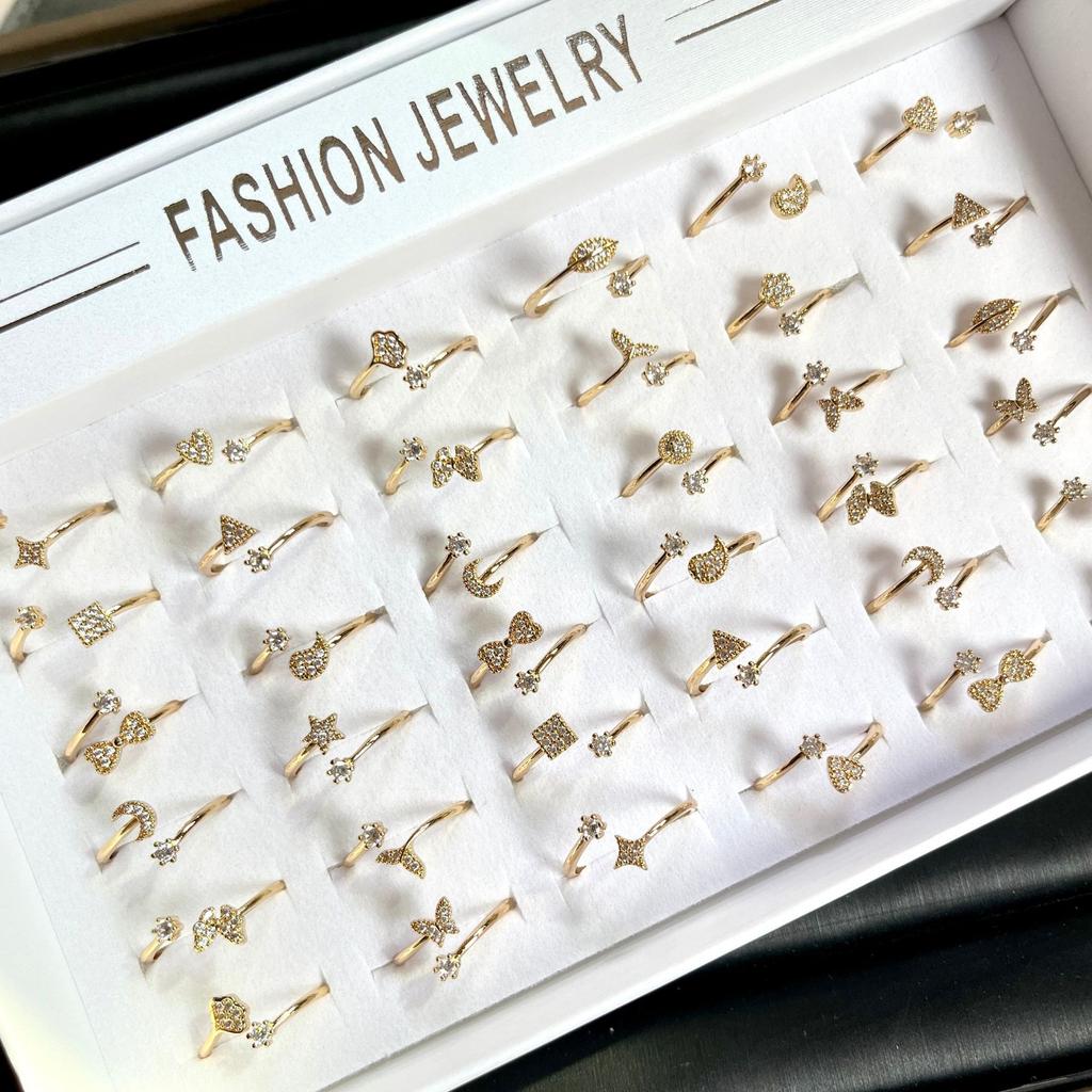 10Pcs Lady's simple zirconia ring with open setting for the index finger - formal jewelry accessory