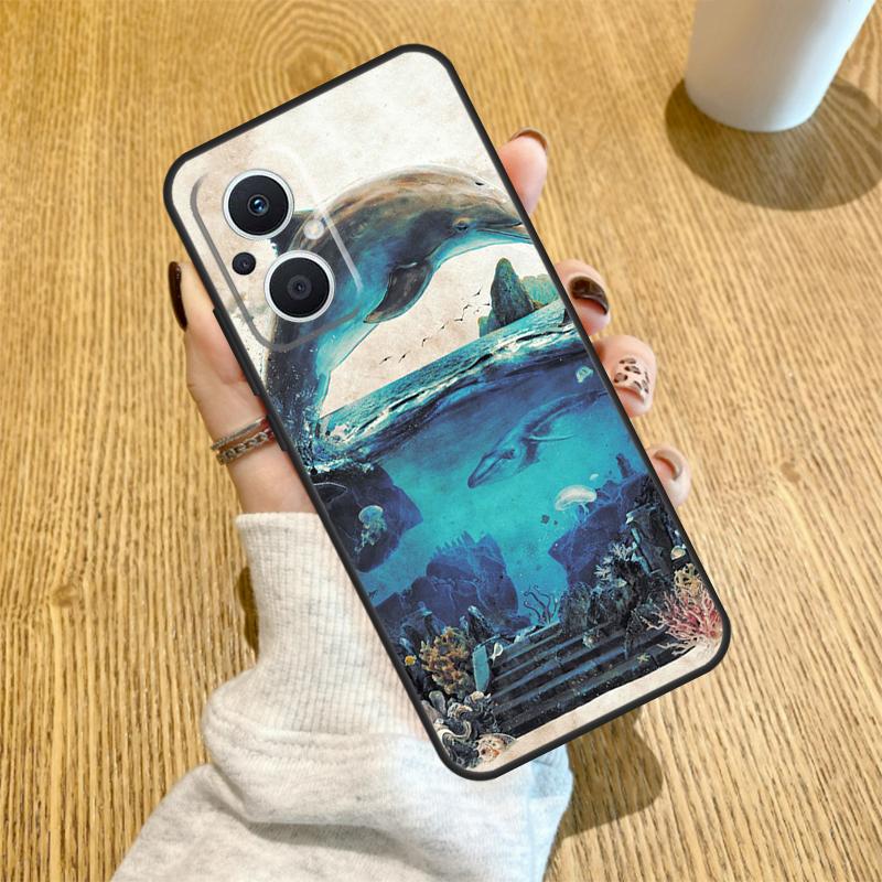 Чехол с дельфином для OPPO Reno 14 F 10 11 12 13 Pro 13F 12F 11F 7 8 Lite Чехол для OPPO Find X6 X5 X8 X9 Pro