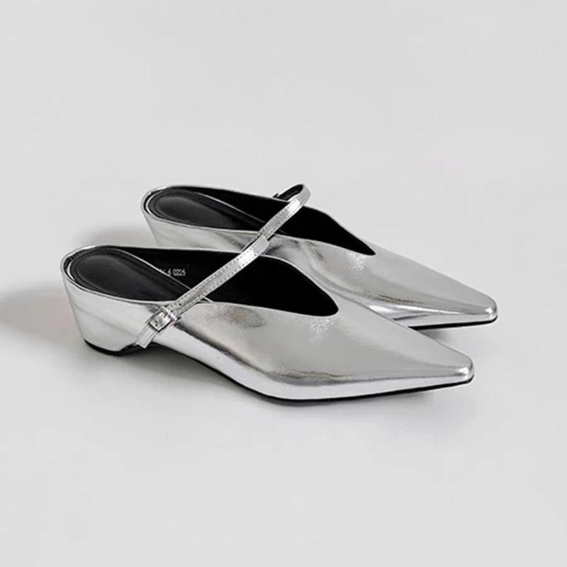 Fashion Pointed Toe Women Mules Shoes Wedges New Party Slippers Trend Luxury Sandals Summer Designer 2025 Brand Woman Slingback Shoes