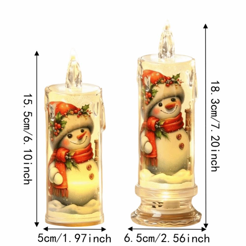 4PCS Electric Christmas Flameless Candles Cute Lights Fake Candles LED Pillar Candles Holiday