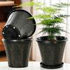 Sturdy Gardening Pot with Ventilation 8" Retro Flower Saucer, Thickened Plastic Planter Drainage Hole, Home Decor Plant Anti-Aging, Peacock