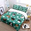 Cute Dog Faces and Paw Prints Bedding Duvet Cover Set  (1*Duvet Cover 2*Pillowcases, without duvet insert)