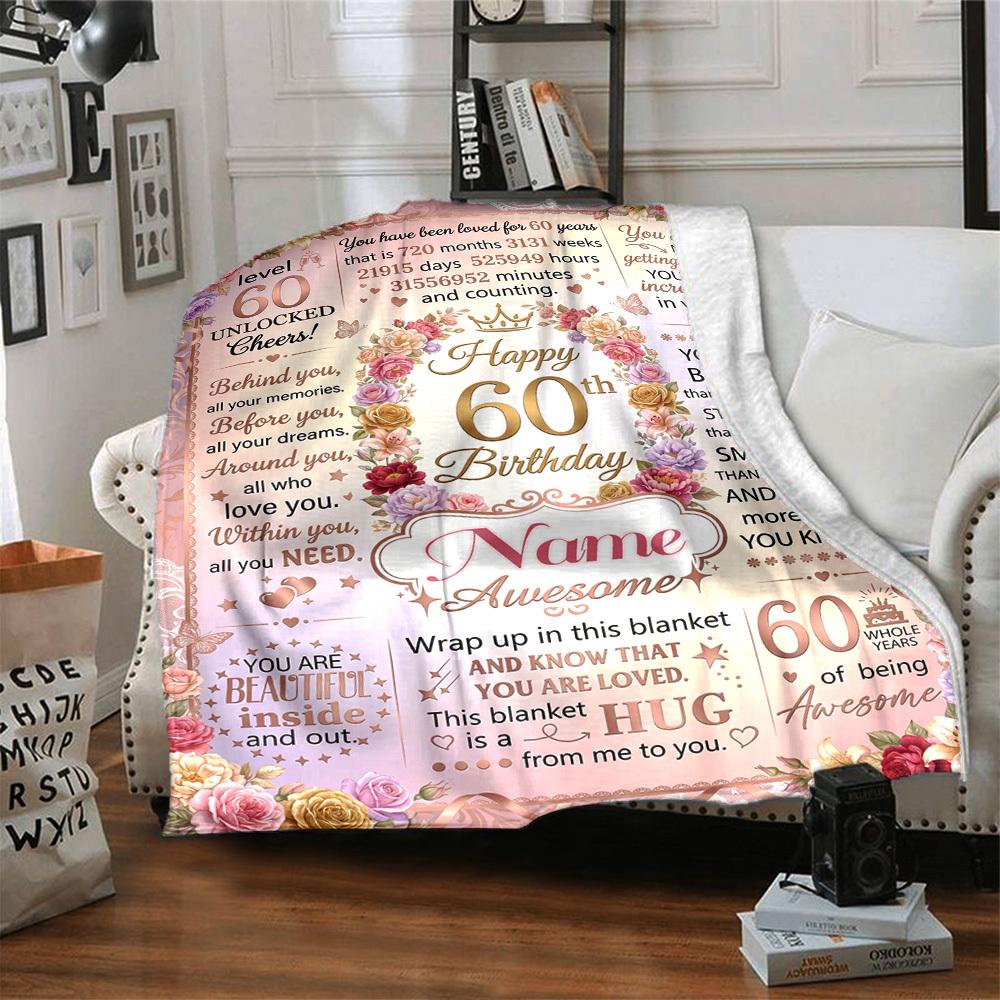 Happy 60Th Birthday Celebration Customize Your Name Blankets Are Warm Soft Blankets Perfect For Naps Sofas And Relaxation They Also Make Great