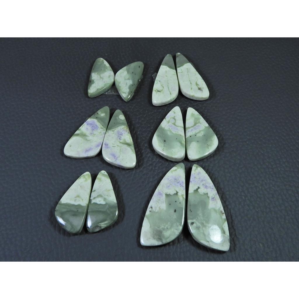 24-34 MM Natural Peace Jade Matched Pair Fancy Cabochon Gemstone 6 Pair Lot C-777