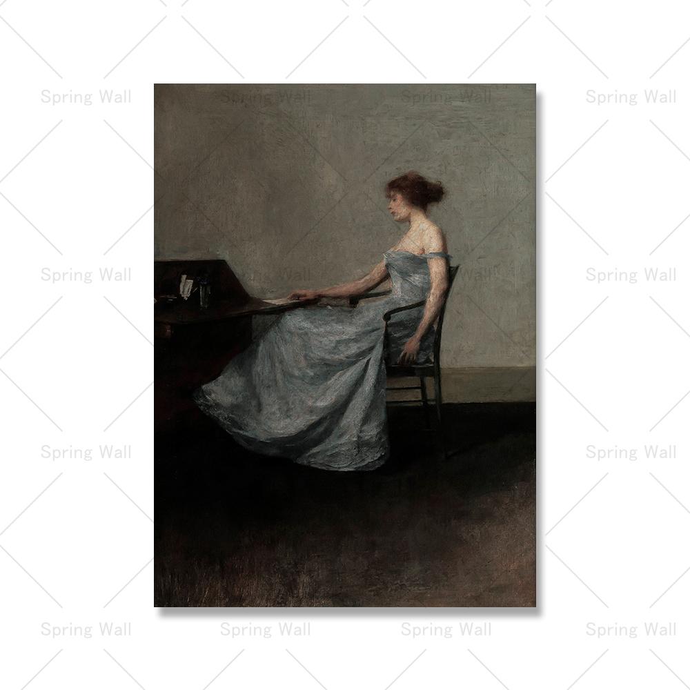 Винтажный портрет женщины, читающей интерьер, живопись, холст, постеры и принты, антикварные настенные художественные картины для декора спальни