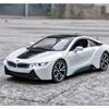 1/22 BMW i8 Автомобиль на новой энергии Сплав Модель спортивного автомобиля Литой металл Гоночный автомобиль Транспортные средства Модель Симуляция Звук Свет Детские игрушки Подарок