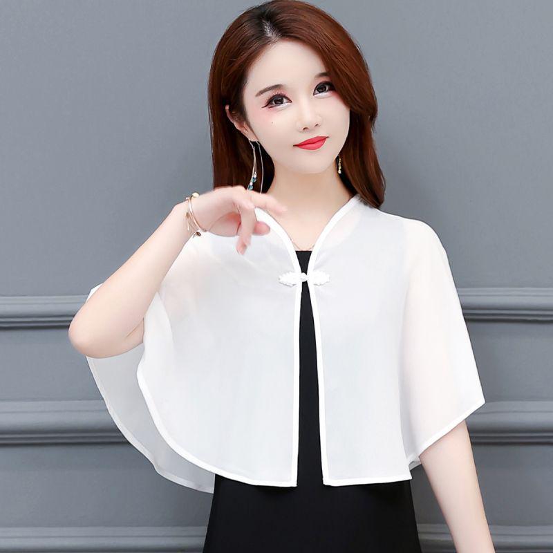 Большой летний комплект с короткой юбкой-шалью - дышащий шифоновый кардиган, универсальный жилет, верхняя одежда с защитой от солнца