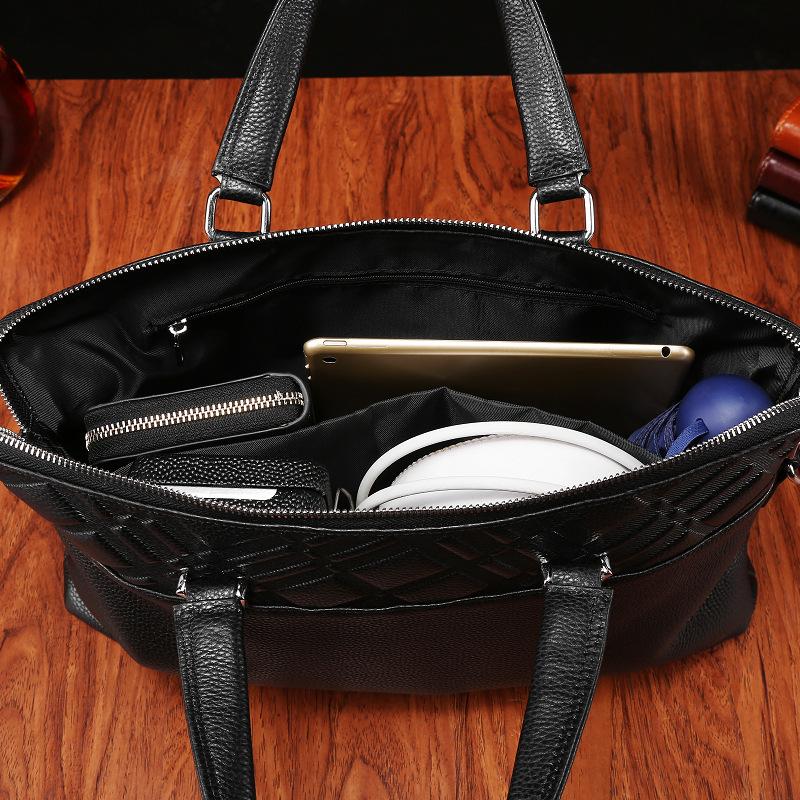 Мужской портфель из натуральной кожи, деловая сумка, модная повседневная сумка из коровьей кожи, большая вместимость, компьютерная сумка