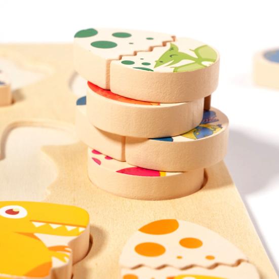 1 комплект деревянных досок-пазлов с динозаврами, 3D-доска для игры в яйца динозавров, мелкая моторика, цвет, форма, дошкольное обучение, развивающая игрушка-головоломка