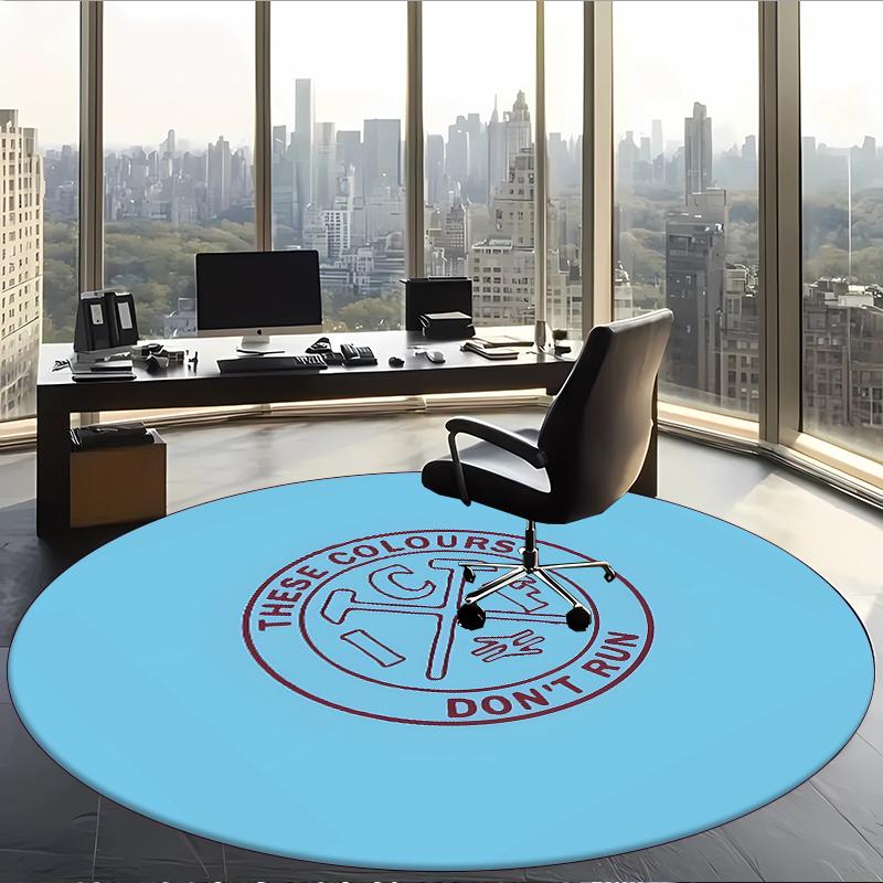 West Ham United Fc (1) Round Office Rug Decorative Floor Rug for Office Bedroom Living Room and Home Space