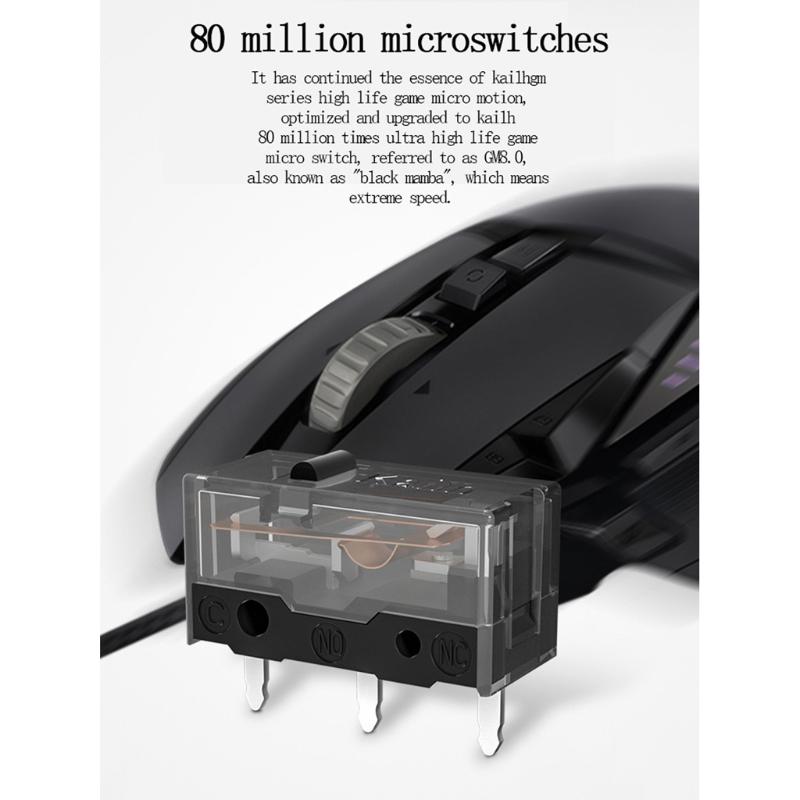 Mouse Micro Switch Replacement Parts Gold Contactor 80 Million Click Life Gaming Mouse Micro Button 3 Pin Black Dot 4pcs
