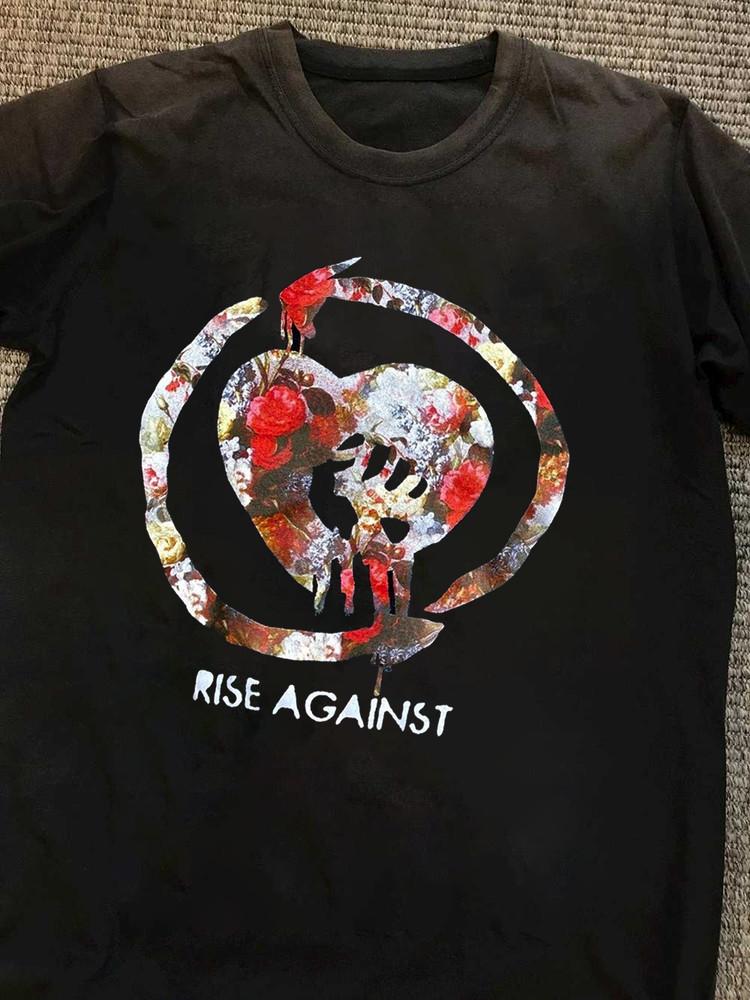 Black RISE AGAINST Band Album Music Rock Adult Tee Cotton Shirt GS339 Unisex T-Shirt