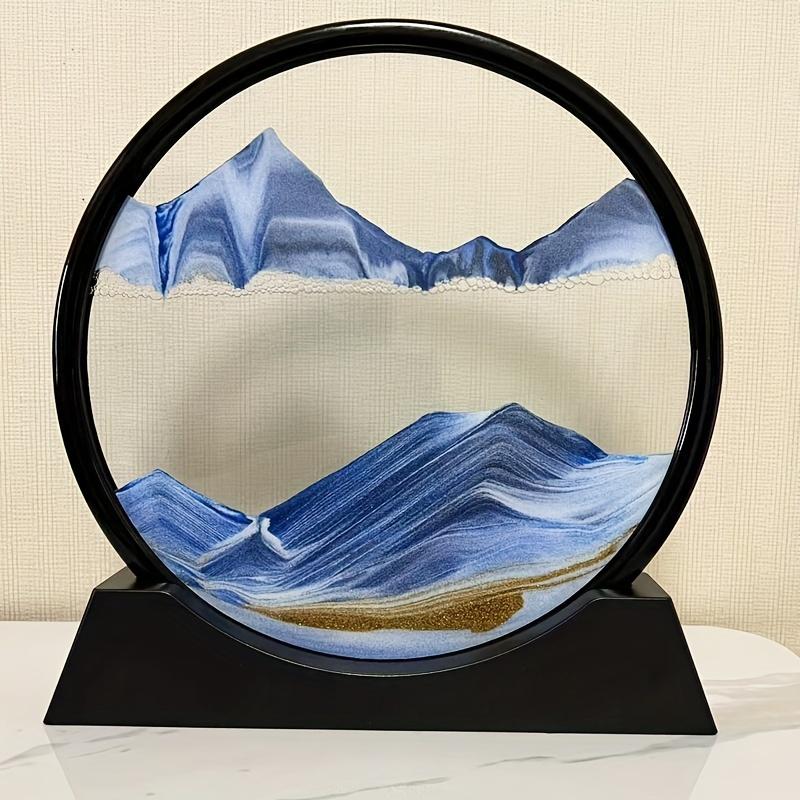 1 шт. Динамичное песочное искусство в стеклянной рамке, 3D-дизайн песочных часов с волнами океана, креативный декор для дома и офиса, уникальный подарок на праздник и день рождения