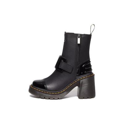 Доктор. Martens Кожаные Повседневные Ботильоны с Круглым Носком Женские ботинки Черные 31012001