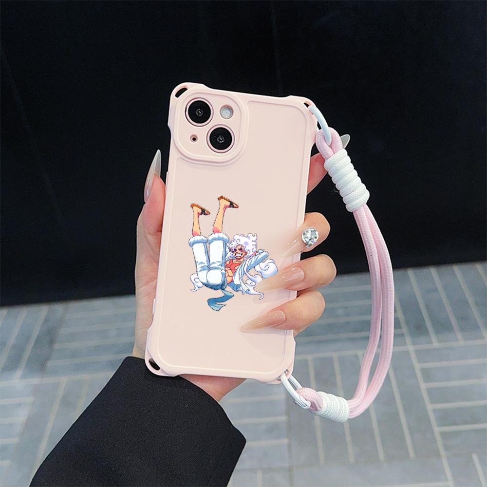 Ae91 цельные мягкие чехлы для телефонов iPhone 16 15 14 13 12 11 Pro Max 7 8 Plus XR XS Max с ремешком на запястье, защитным шнурком для углов, задней крышкой