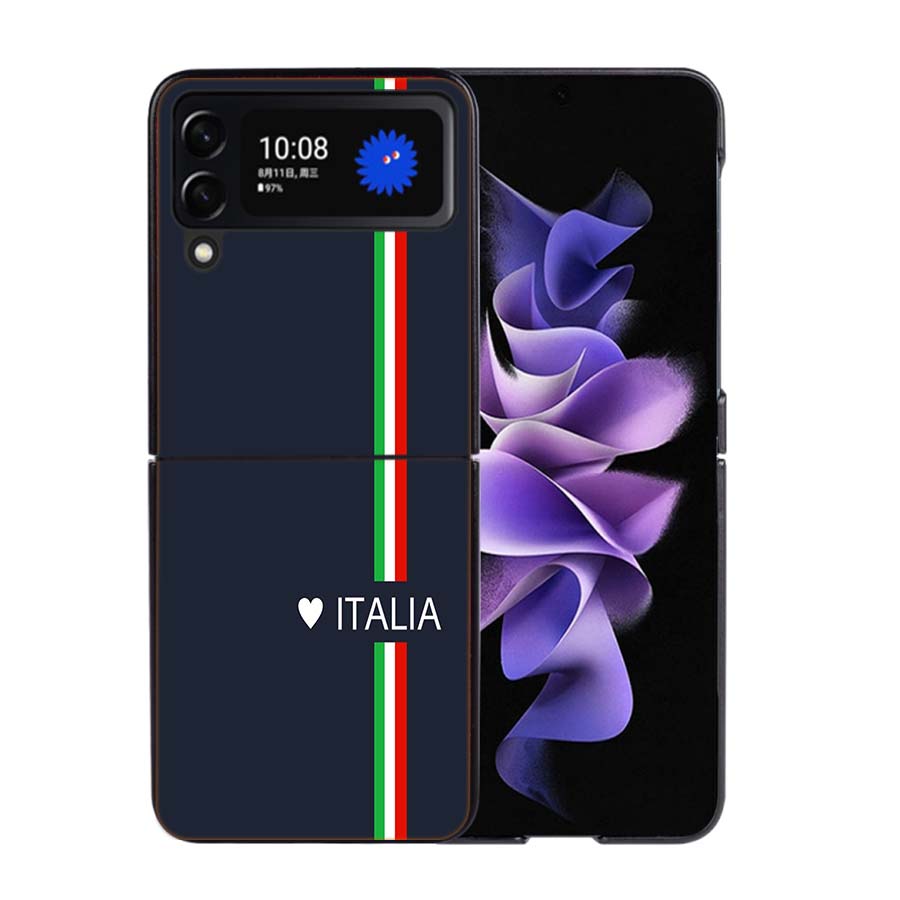 Italy Flag Coque Case For Samsung Galaxy Z Flip 7 6 Flip4 Flip5 Zflip3 Black Hard PC Phone Shell Protective Cover
