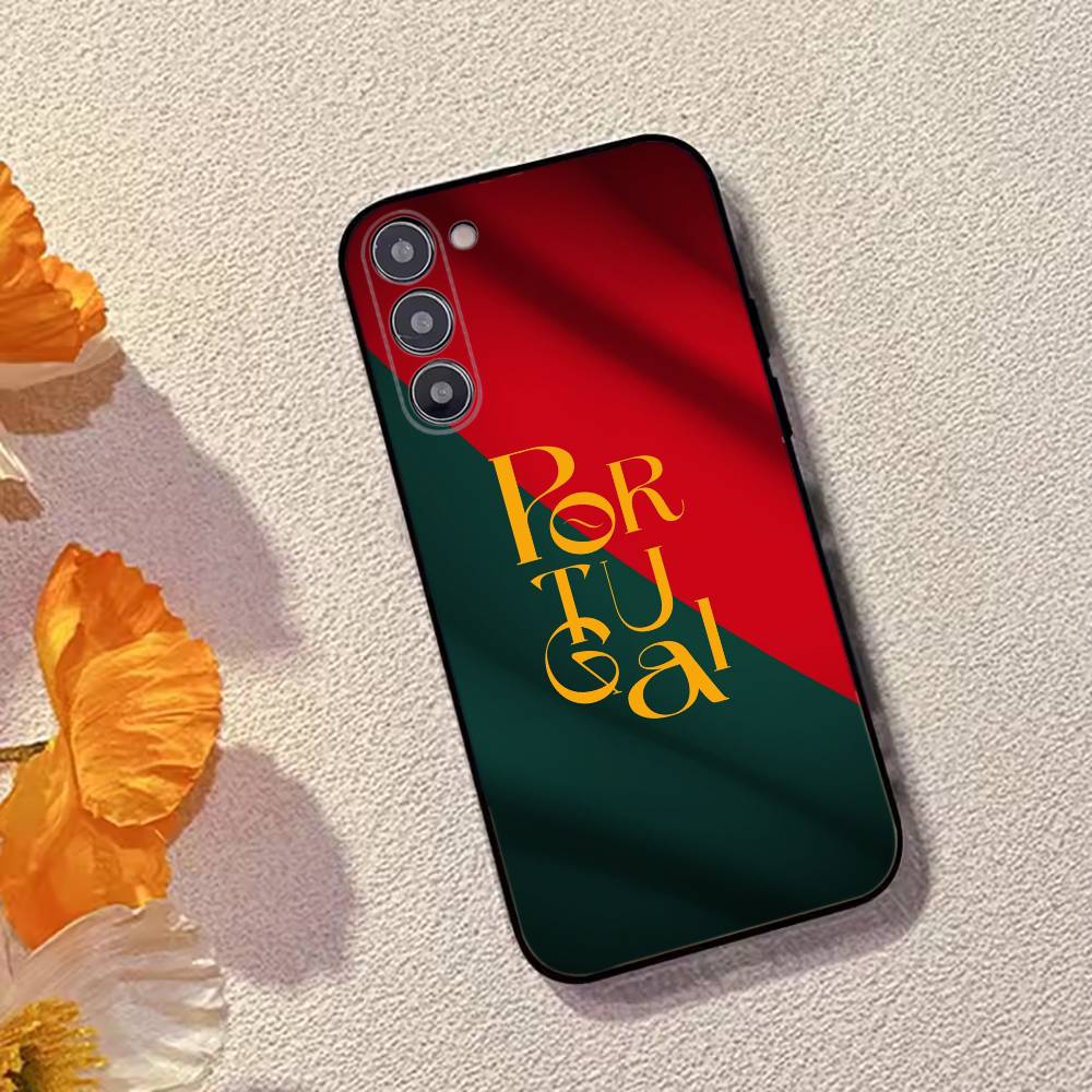 P-Portugal Flag Soccer Support Phone Case Black Silicone Soft For Samsung Galaxy A73,A72,A71,A70,A53,A52,A51