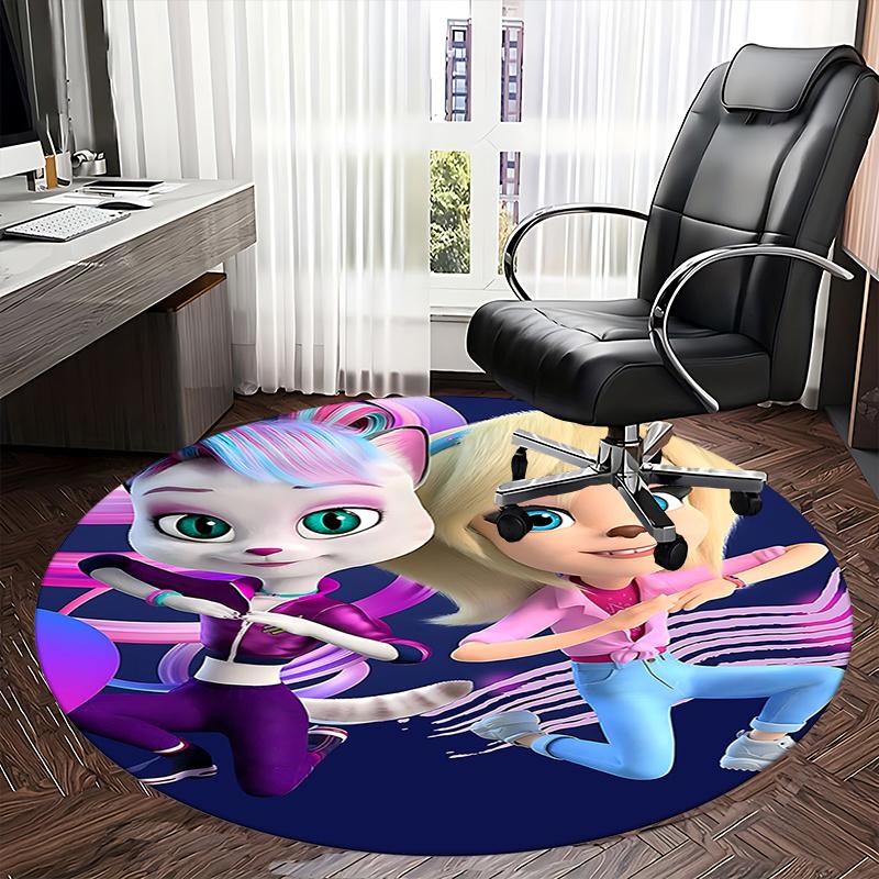 Colorful Chair Mat Round Carpet - Cute Cartoon Design for Home Decor
