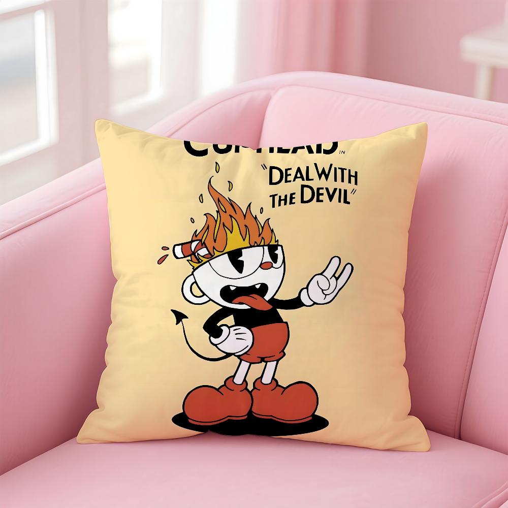 Классическая игра Cuphead Милая Наволочка Пылезащитная Наволочка Невидимая Молния Шелковистый Короткий Плюш Чехол на Подушку Дивана