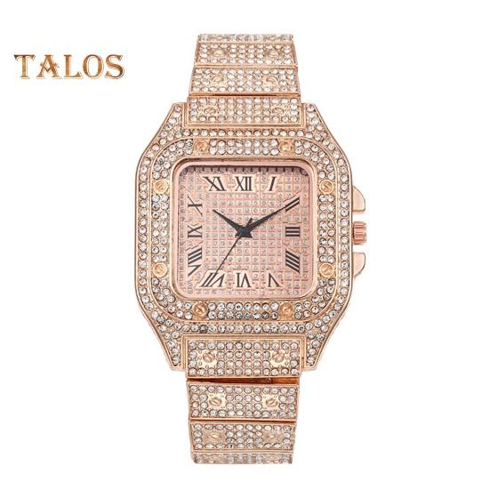 Мужские наручные часы со стразами, квадратный циферблат, стальной ремешок, римские цифры, кварцевый механизм, мужские, подростковые, деловые, формальные, наручные часы, модные ювелирные изделия