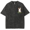 Cute Girly Cartoon Bunny Print Women's T-Shirt Loose Washed Cotton Multicolor Short Sleeve Casual Fashion