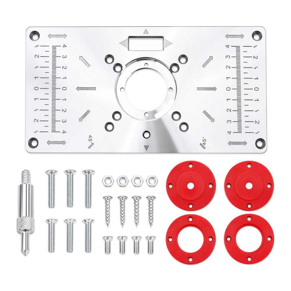 Red and Black Router Table Insert Plate Aluminum Alloy DIY Router Table Durable Flip Board Kit