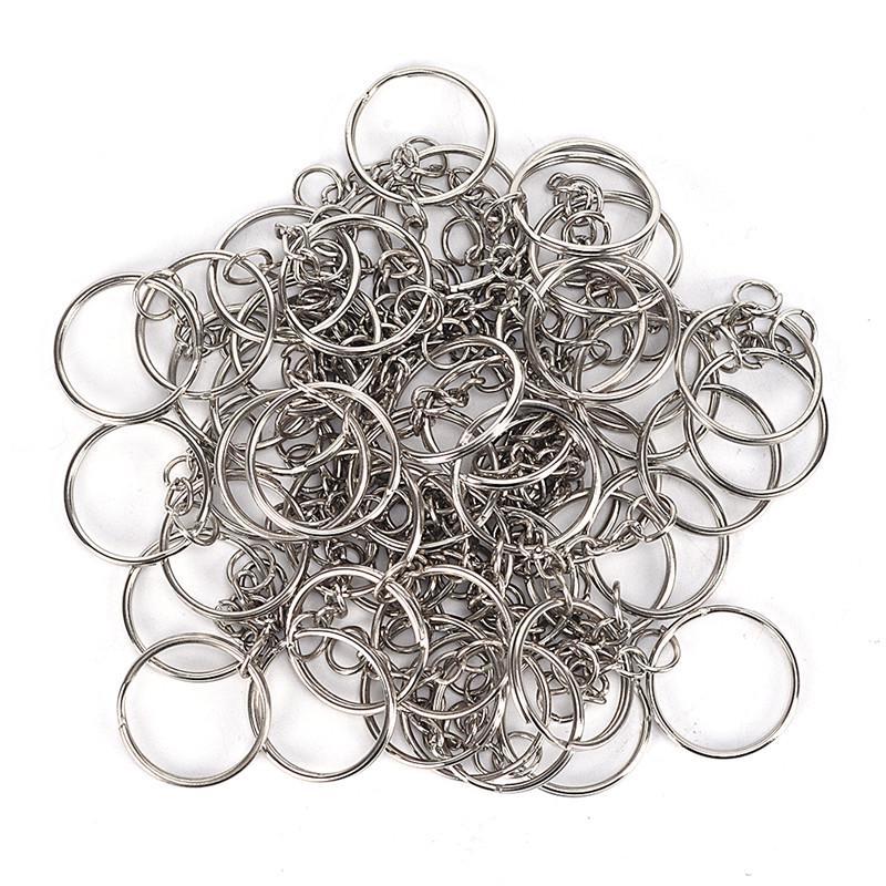 50 шт. 25 мм полированное серебряное брелок разъемное кольцо короткая цепочка
