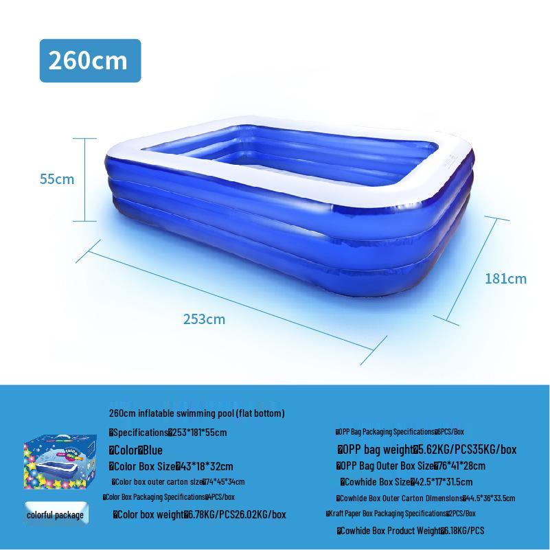 Large Foldable Inflatable Pool for Kids & Adults - Home & Outdoor Water Play